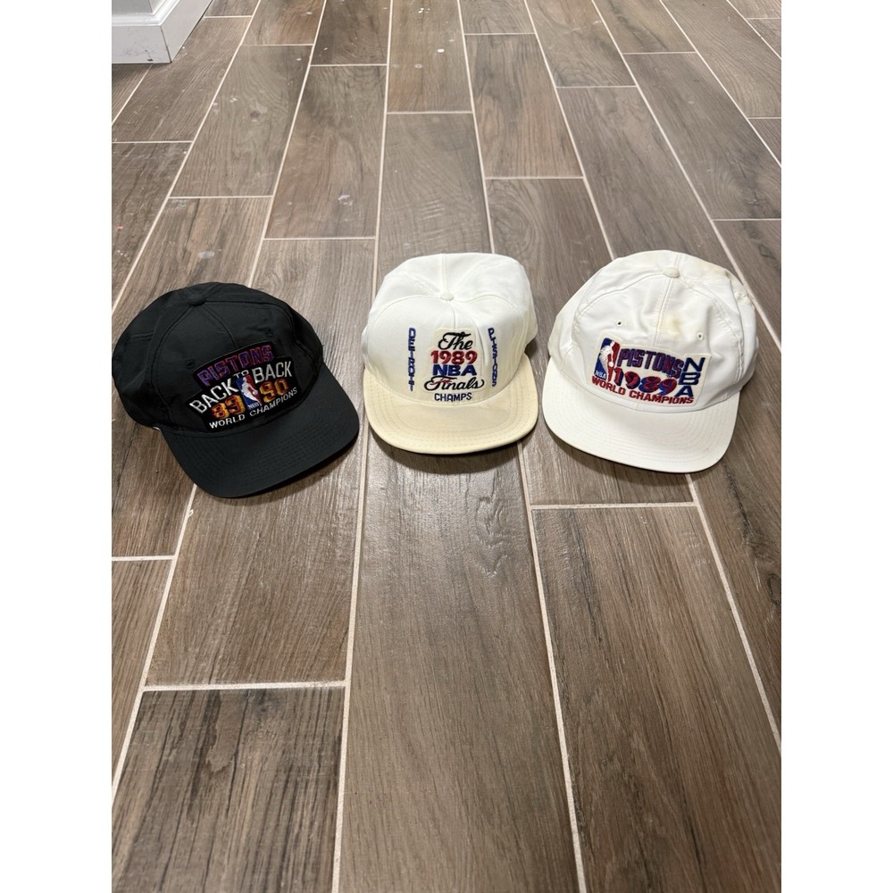 Lot Of 3 Vintage Detroit Pistons NBA 89-90 World Champions Hat